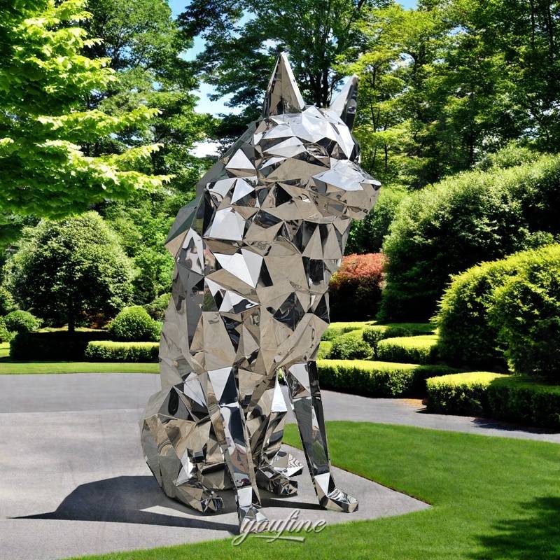 metal geometric wolf sculpture