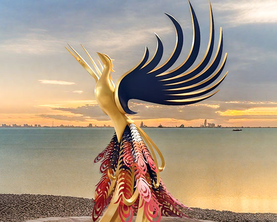 metal phoenix sculpture