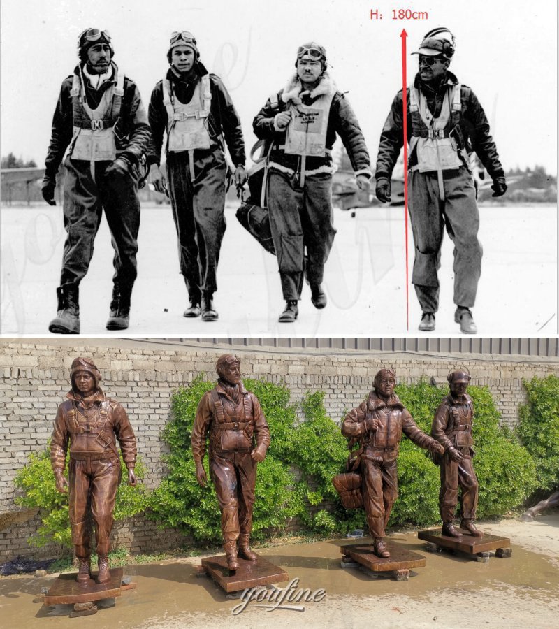 Original Design vs Finished The Aviator Statues