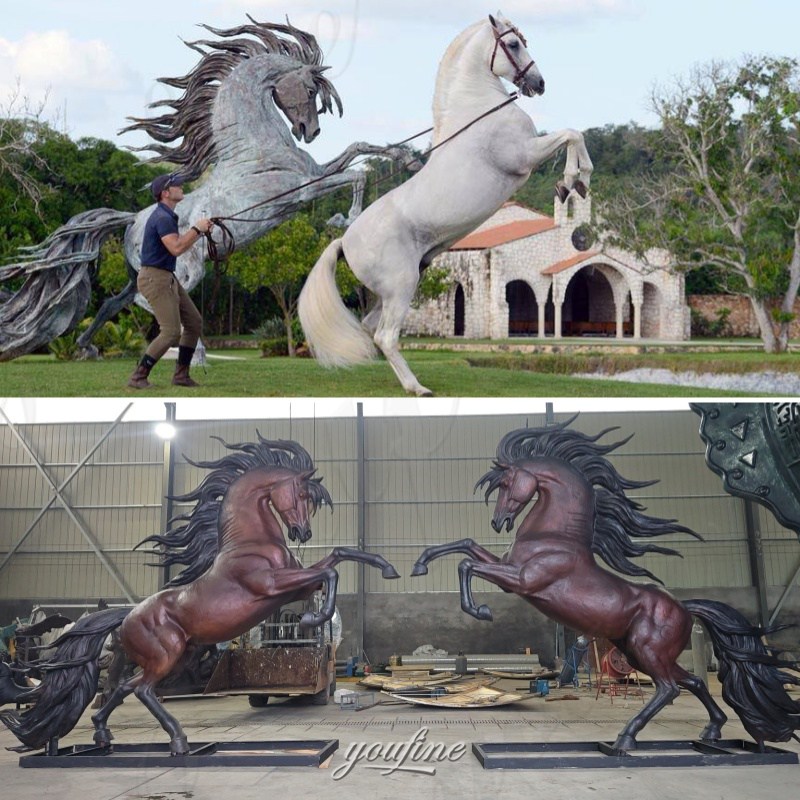 real horse vs YouFine bronze jumping horse statue
