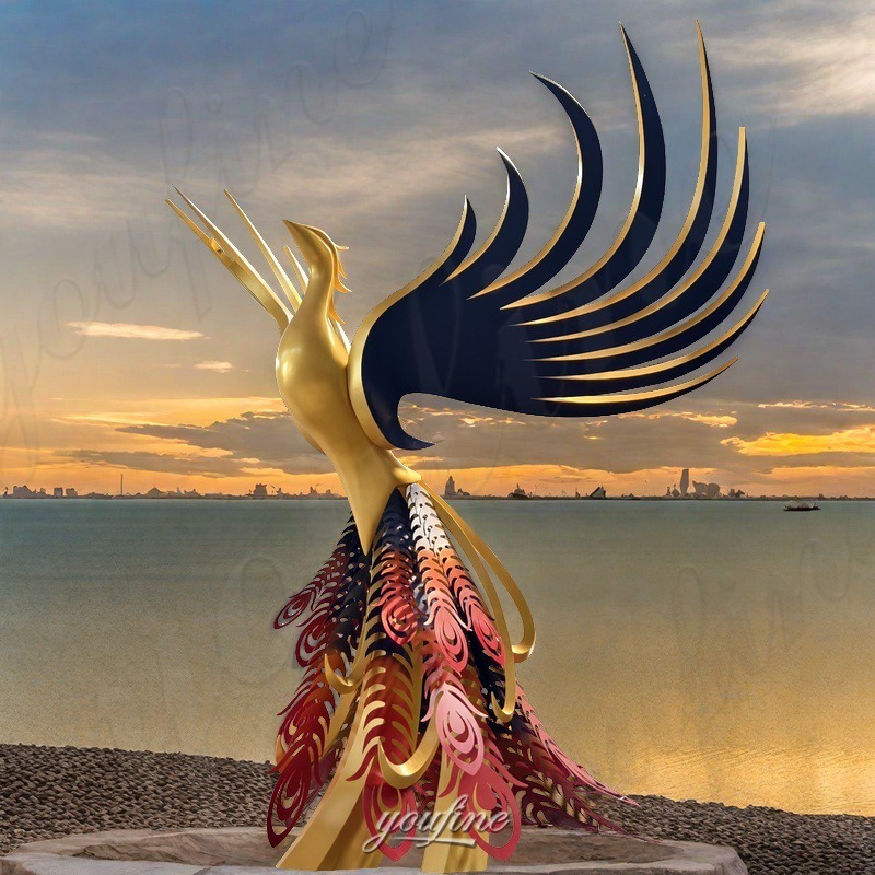 stainless steel phoenix sculpture