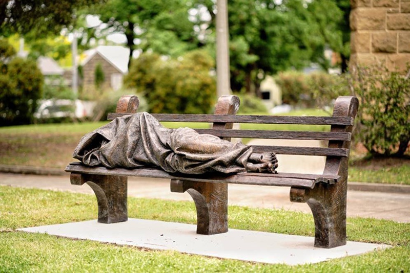 bronze Homeless Jesus sculpture