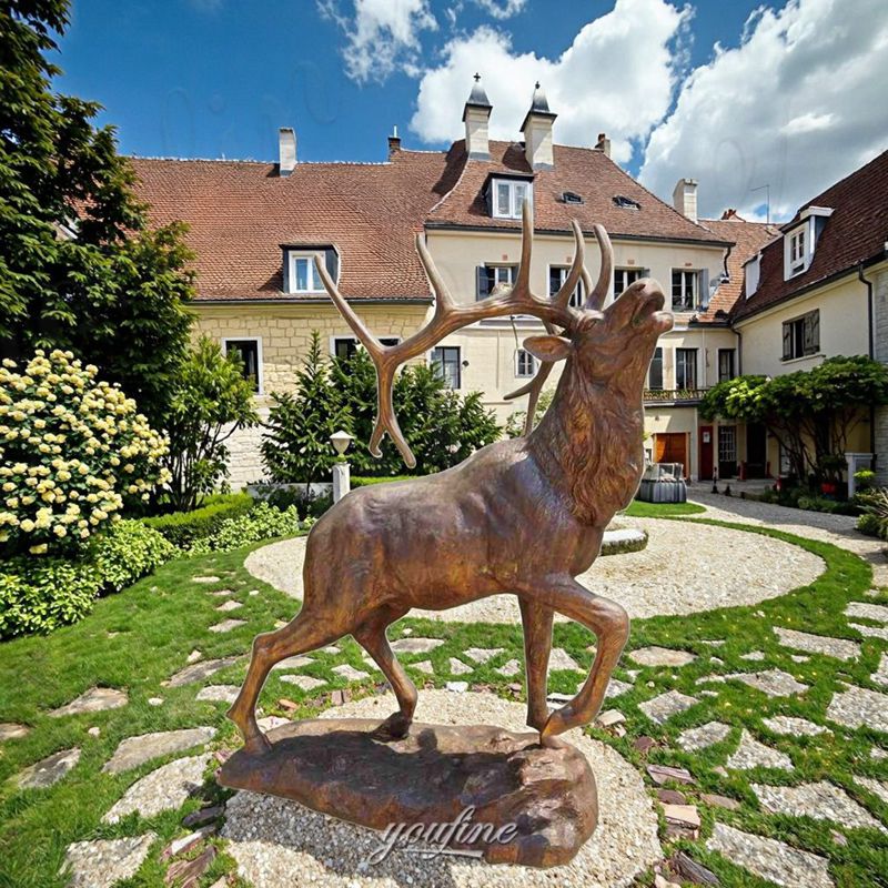 bronze large deer sculpture