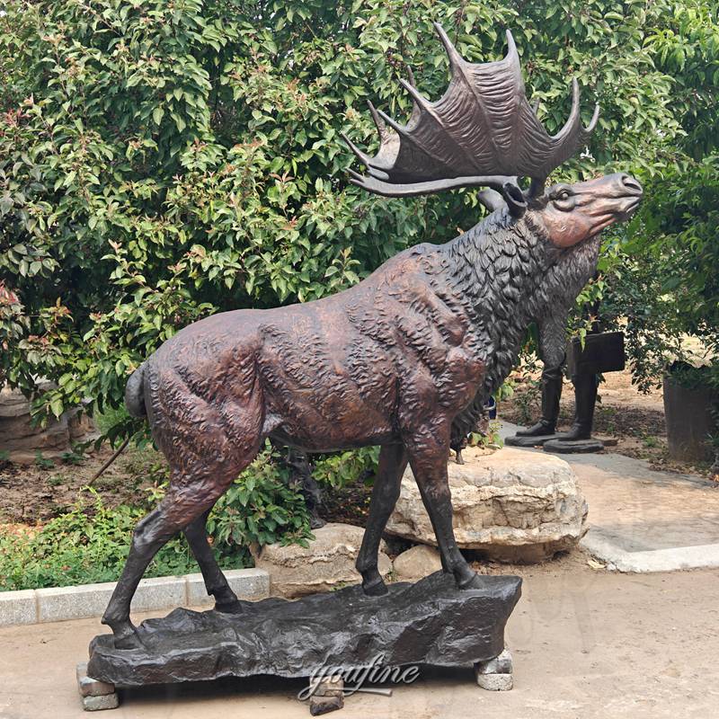 bronze moose garden sculpture