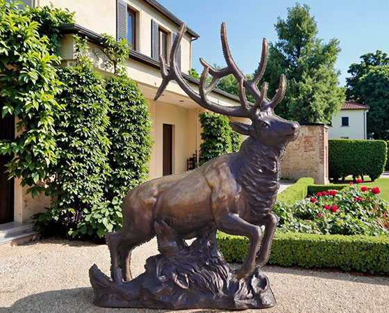 bronze outdoor elk sculpture