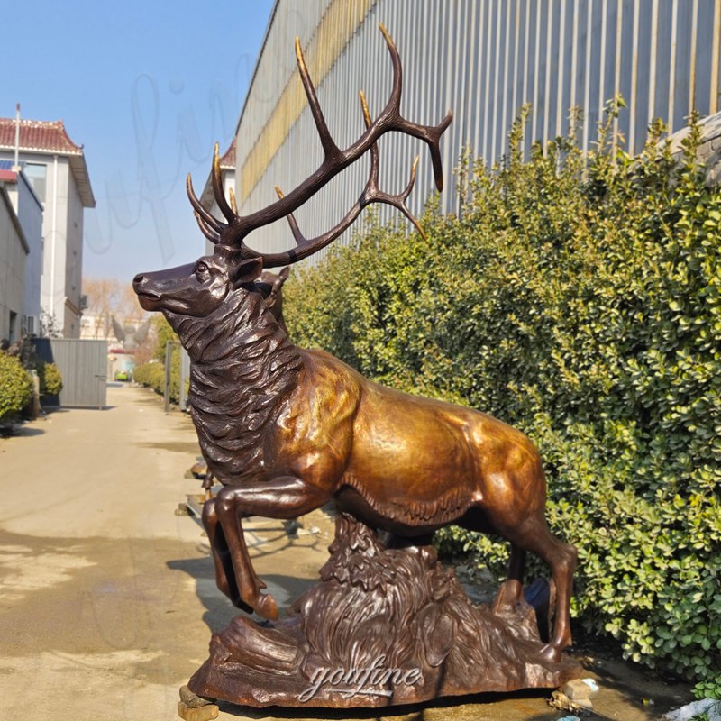 bronze outdoor elk statue