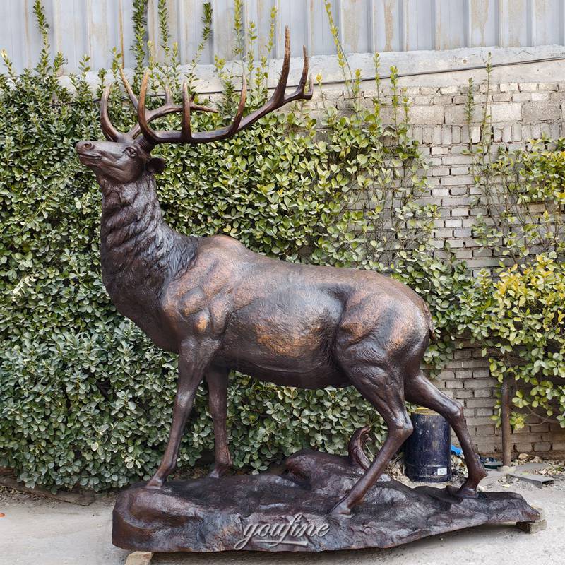 bronze outdoor stag sculpture