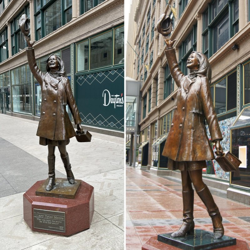different angle of Minneapolis Mary Tyler Moore statue