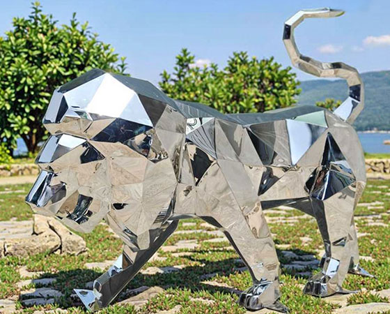 geometric lion sculpture