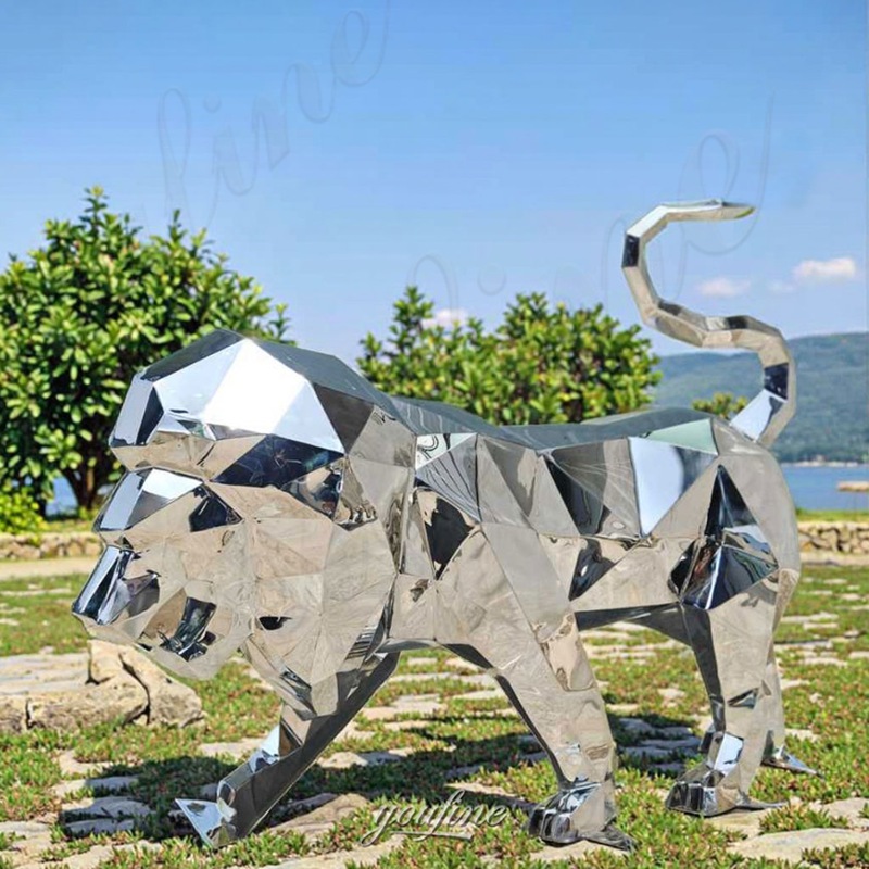 geometric lion statue