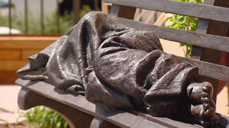 Homeless Jesus bronze sculpture