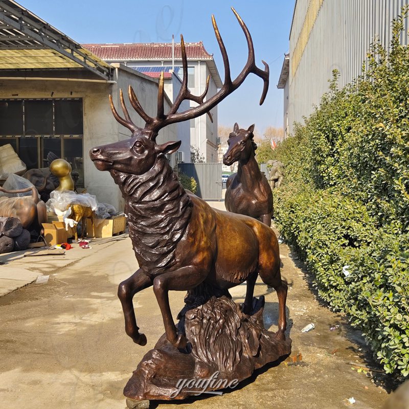 life size bronze outdoor elk statue
