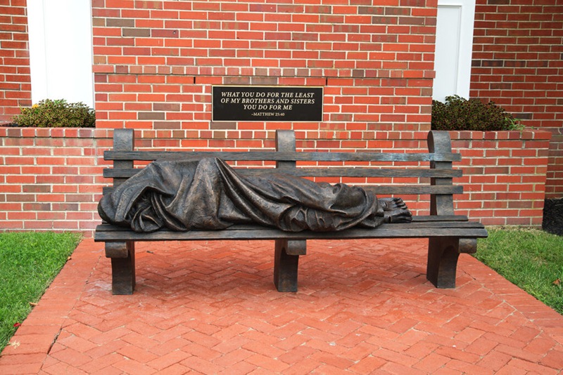 life size Homeless Jesus sculpture