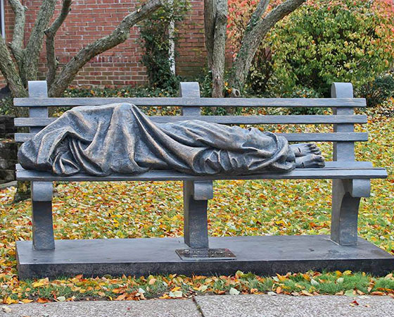 life size Homeless Jesus Statue