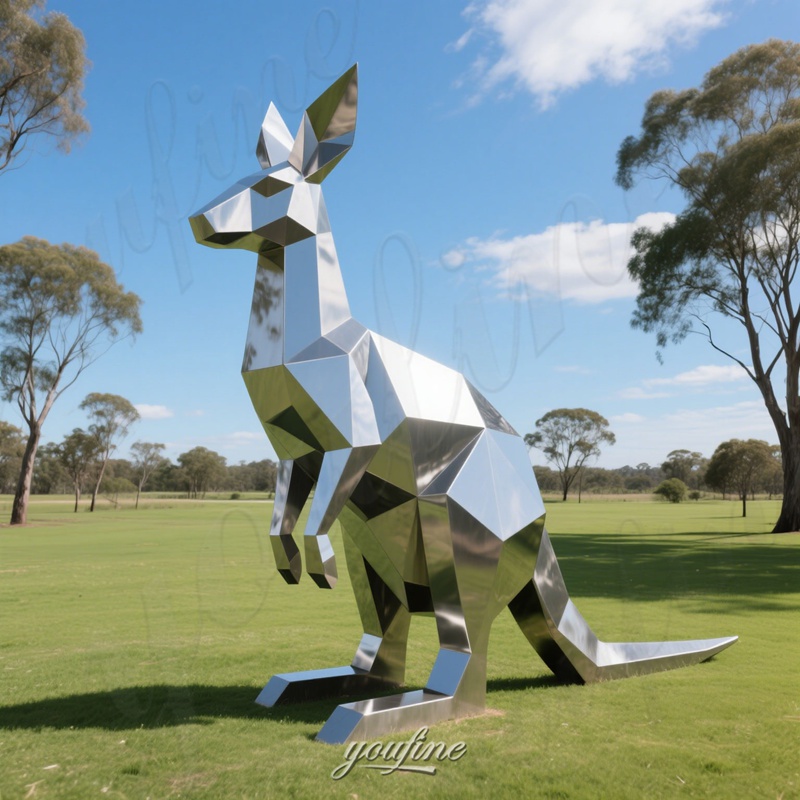 Metal Geometric Kangaroo Sculpture