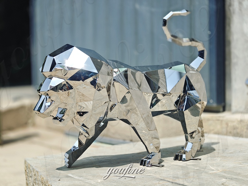 metal geometric lion statue