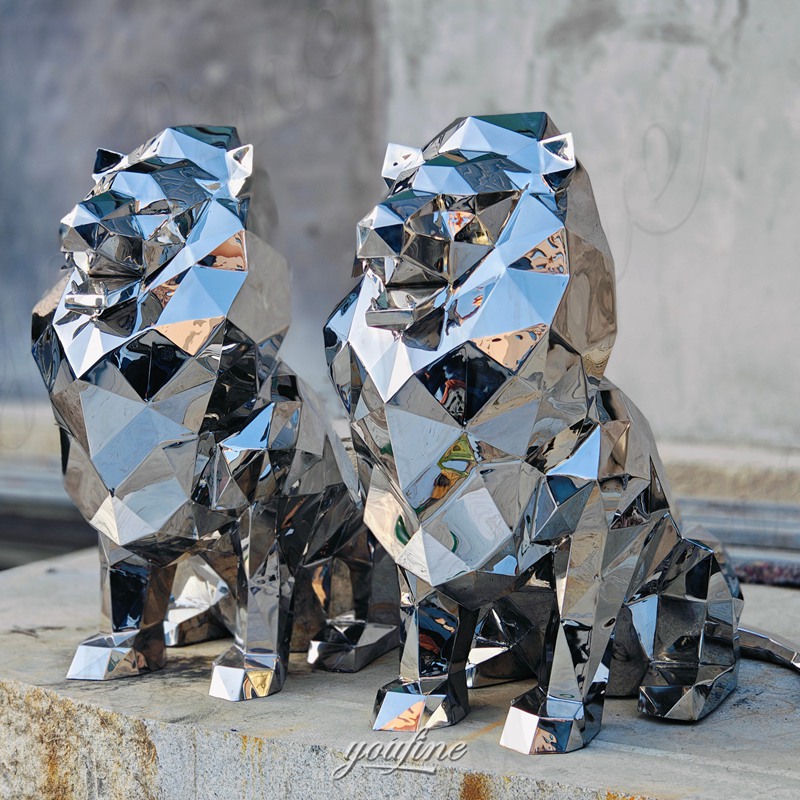 metal geometric lion statues