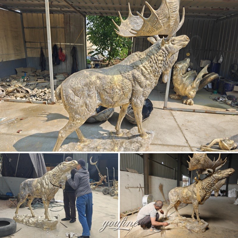 moose garden statue welding and polishing