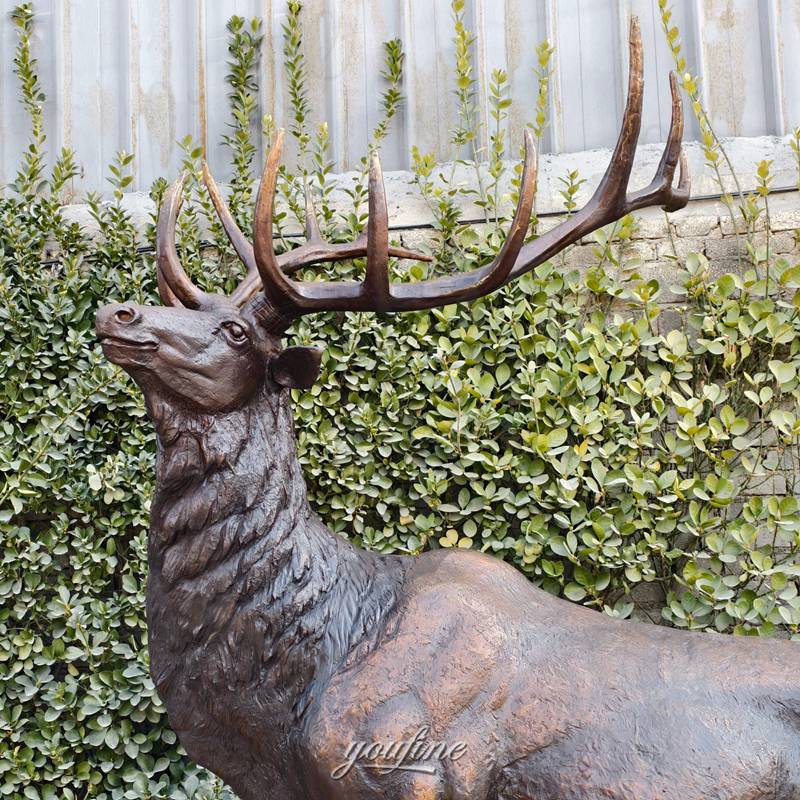 outdoor stag sculpture detail