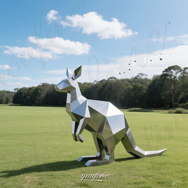 outdoor stainless steel kangaroo statue