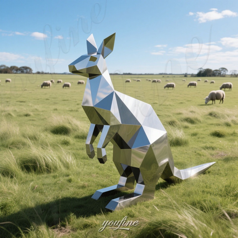 outdoor stainless steel kangaroo statues
