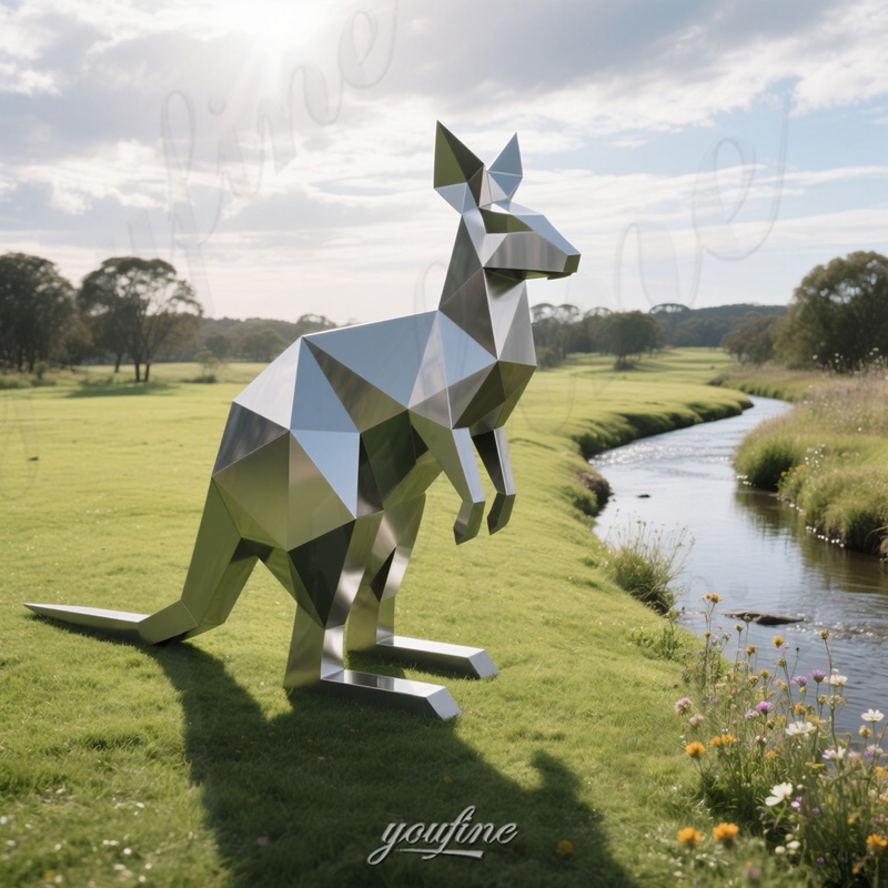 stainless steel kangaroo statue