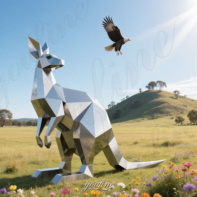 stainless steel kangaroo statues