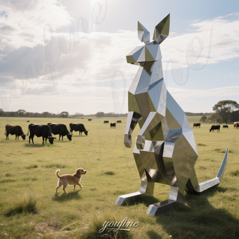 stainless steel outdoor kangaroo statue