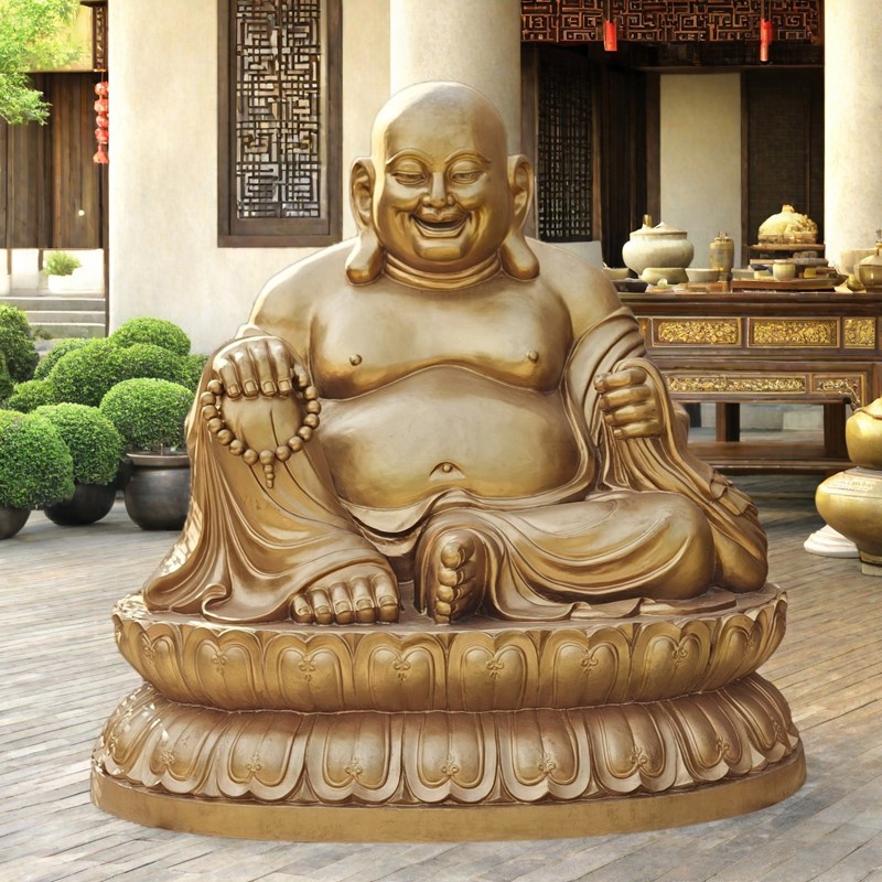 bronze laughing buddha statue