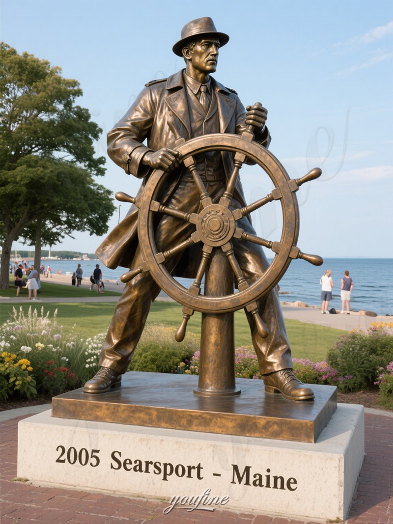 bronze life size sea captain statue