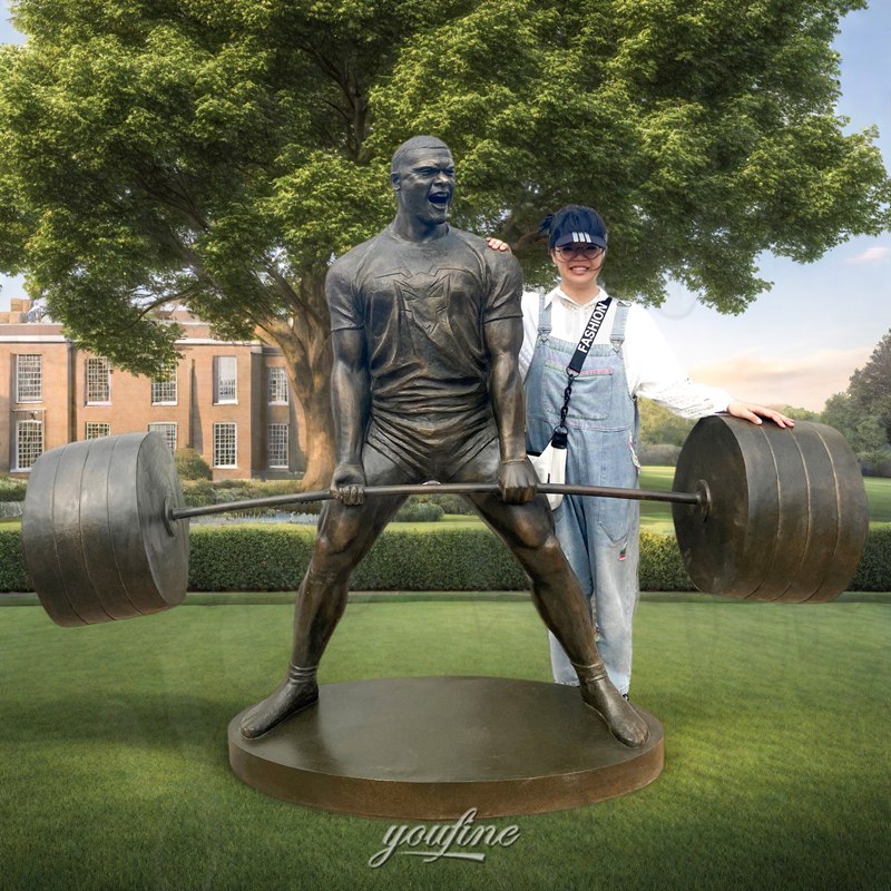 bronze weightlifter statue