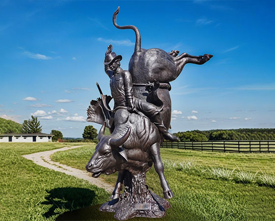 bull riding statue