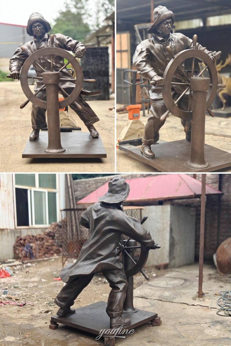 different angle of life size sea captain statue