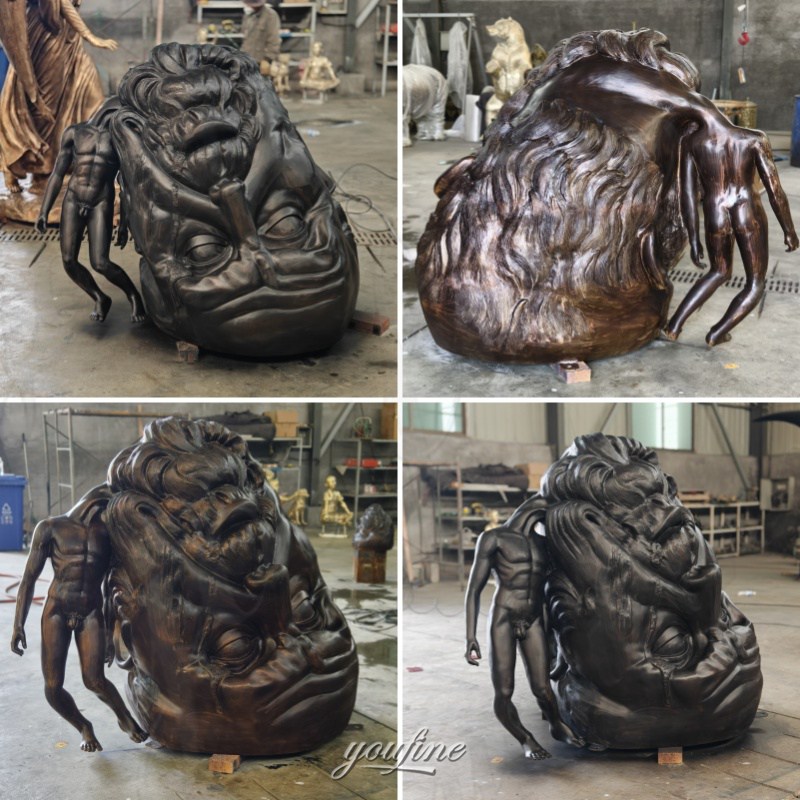 different angle of the weight of thought sculpture