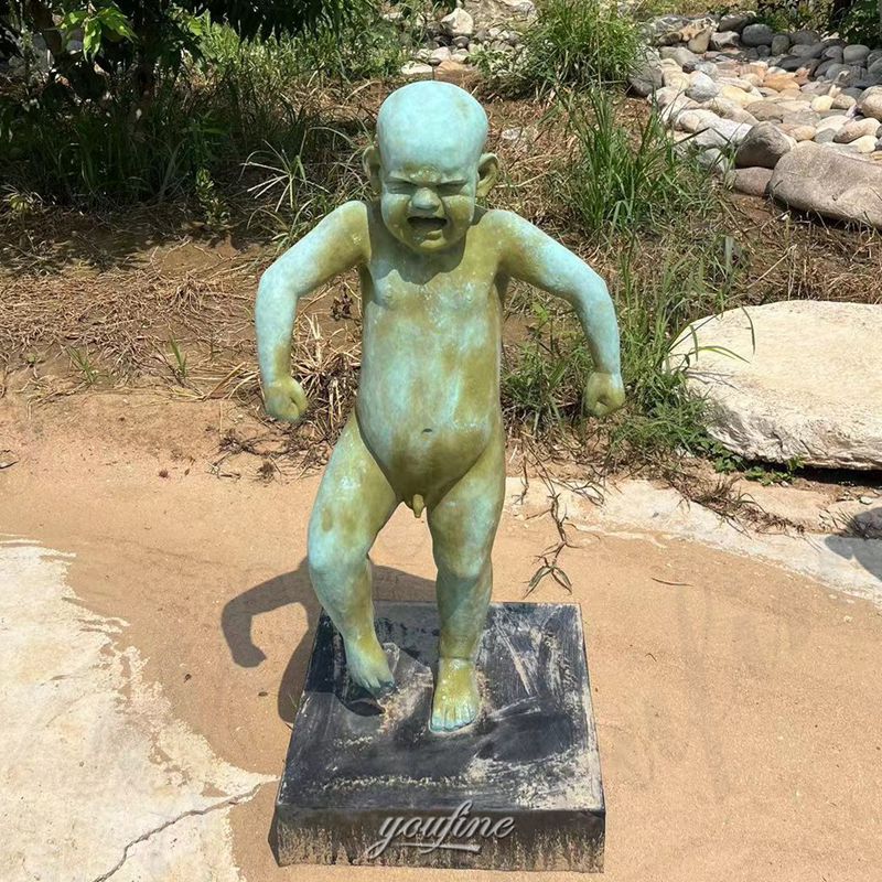 finished bronze angry boy statue