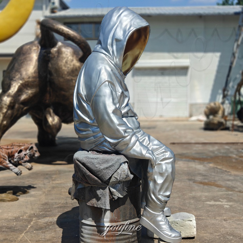 large astronaut cast aluminum statue
