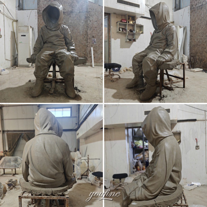 large astronaut statue clay model