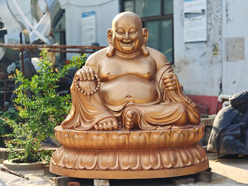 large bronze laughing buddha statue
