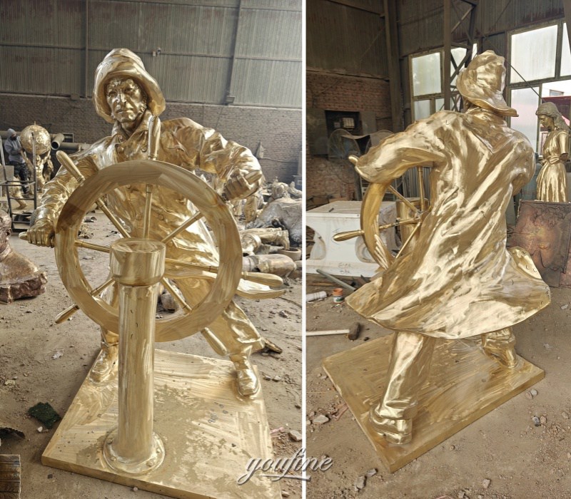life size sea captain statue after polishing