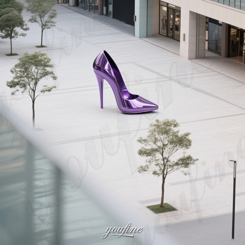 purple high heel statue