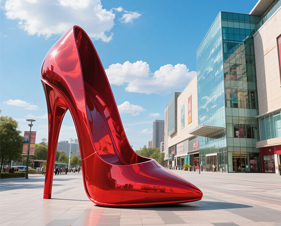 red high heel statue