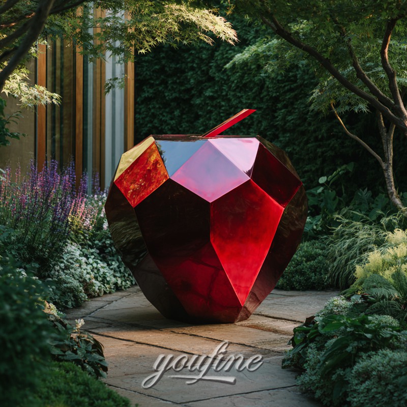 stainless steel big apple sculpture