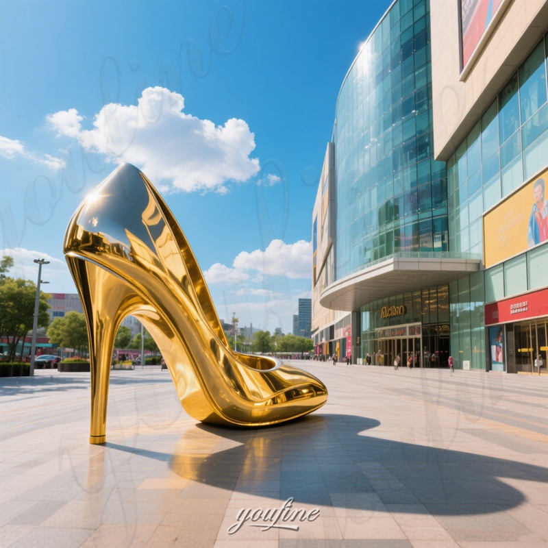yellow high heel statue