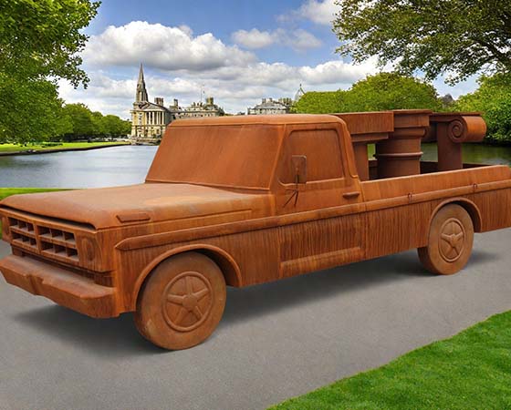 corten steel automobile sculpture