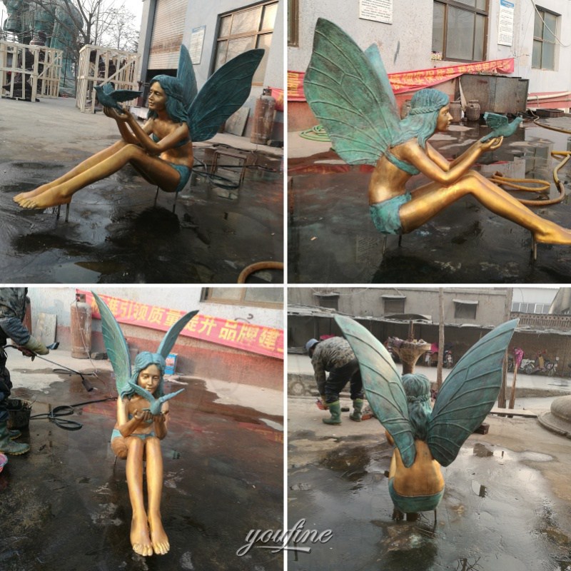 different angle of sitting fairy statue