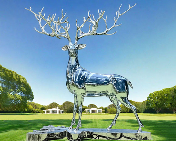 large metal deer statue