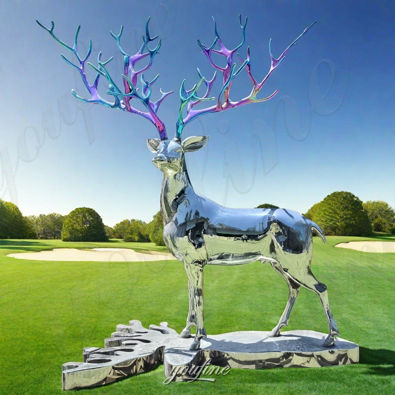large outdoor metal deer sculpture
