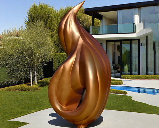 large steel abstract flame sculpture