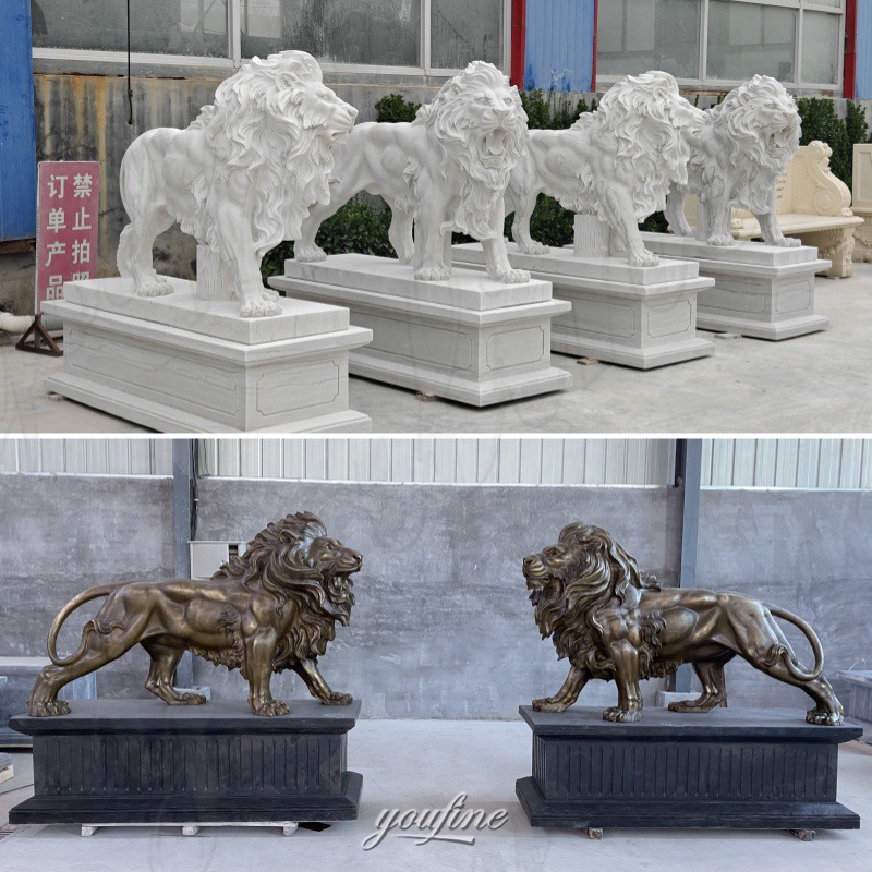 Marble Lion Statue vs Bronze Lion Statue