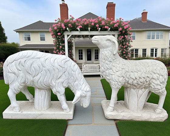 marble sheep garden sculpture